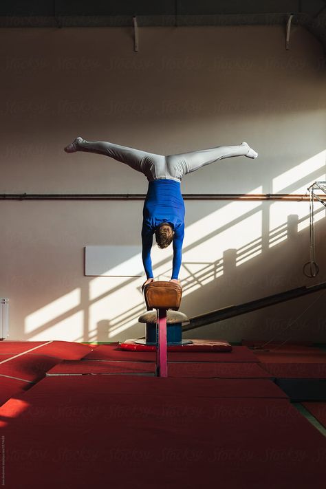 Male Gymnast Performing On Pommel Horse | Stocksy United Male Gymnast Aesthetic, Athlete Aesthetic Male, Manolo Sanchez, Gymnast Split, Sports Gymnastics, Dirty Diana, Gucci Campaign, Boys Gymnastics, Gymnastics Flexibility