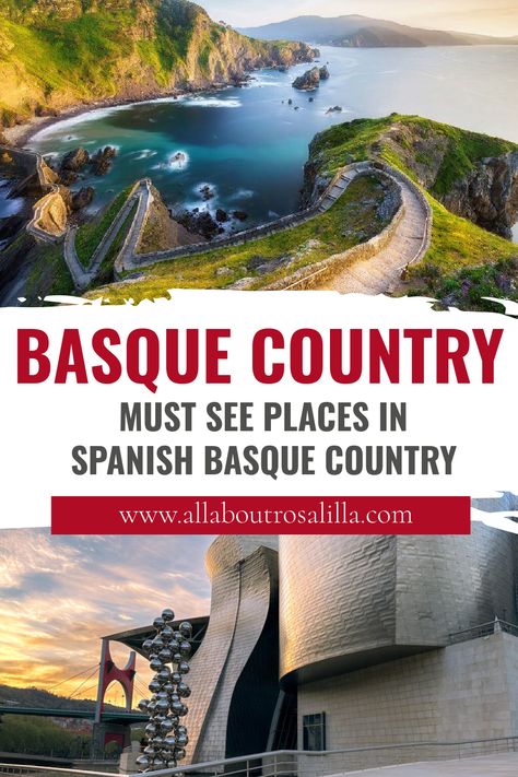 Images from Spanish Basque Country with text overlay must see places in Basque Country. Basque Region Spain, Basque Country Spain, Basque Spain, Basque Region, Cadaques Spain, Spain Winter, North Spain, Spain Road Trip, 2024 Travel