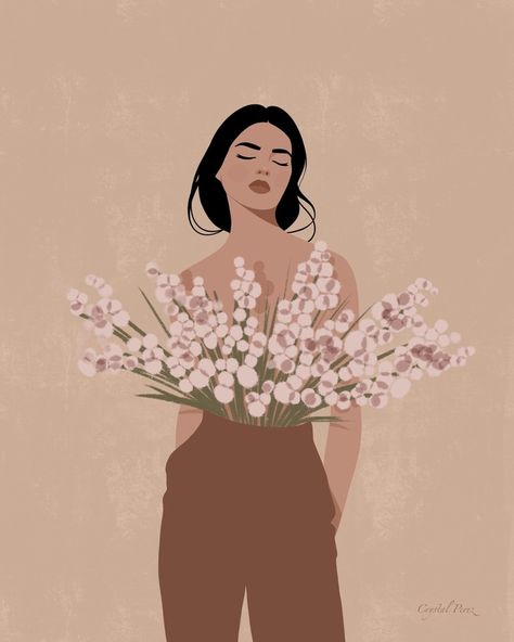 Spring Unnoticed, an art print by Crystal Perez - INPRNT 달력 디자인, Soyut Sanat Tabloları, Illustration Art Girl, Fashion Art Illustration, Girls Cartoon Art, Painting Art Projects, Girly Art, Line Art Drawings, Minimalist Art