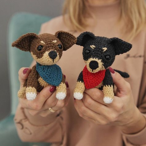 Crochet Chihuahua, Amigurumi Dog Pattern, Miniature Chihuahua, Chiweenie Dogs, Crocheted Dog, Pocket Dog, Amigurumi Dog, Crochet Dog Patterns, Toy Dogs