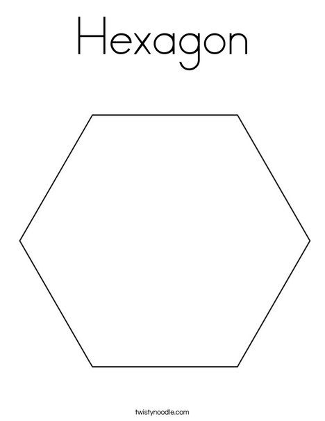 Hexagon Coloring Page - Twisty Noodle Hexagon Coloring Page, Tracing Font, Preschool Alphabet Printables, Shape Coloring Pages, Twisty Noodle, Preschool Alphabet, 4th Grade Art, Holiday Lettering, Shapes For Kids