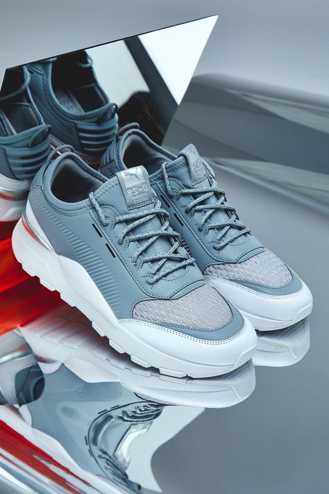 PUMA RS-0 "Optic" Closer Look sneaker shoe running runner fashion 3m reflective silver white german mirror grey Shoe Editorial, Nike Shoes Boys, Shoe Photography, Shoes Fashion Photography, Mirror Photography, Puma Rs, 3m Reflective, Shoes For Girls, Silver Sneakers