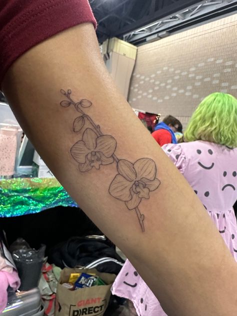 Orchid Branch Tattoo, Orchid Tattoo Meaning, Shell Tattoos, Orchid Tattoo, Branch Tattoo, Stick N Poke Tattoo, Beautiful Flower Tattoos, Poke Tattoo, Dope Tattoos For Women