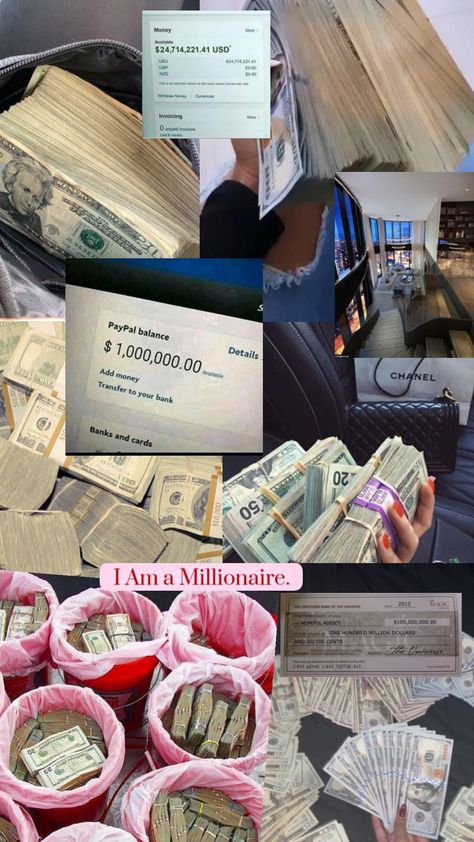 I Am A Millionaire, Vision Board Collage, Manifesting Vision Board, Vision Board Examples, Life Goals Future, Money Vision Board, Vision Board Images, Vision Board Wallpaper, Vision Board Photos