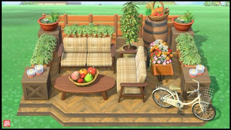 Acnh Items, Motif Acnl, Outdoor Sitting, Animal Crossing Funny, Outdoor Sitting Area, Acnh Inspiration, Acnh Island Ideas, Animal Crossing Island Ideas, Animal Crossing Wild World