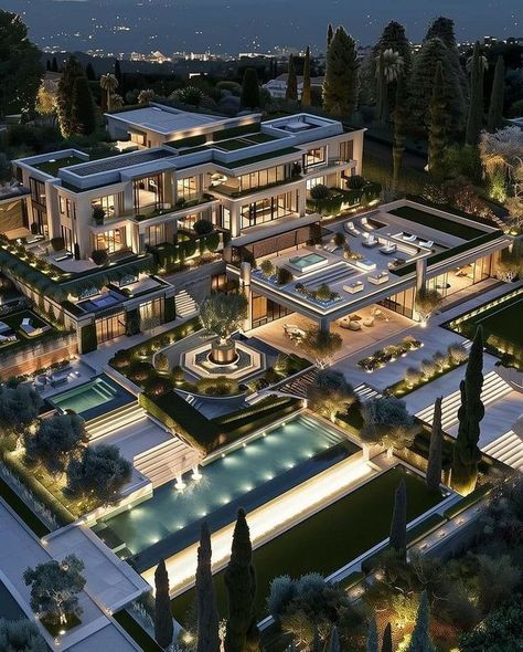 Expensive Houses Interior, Mega Mansions Luxury, Big Houses Exterior, Futuristic Mansion, Dream House Pictures, Big Modern Houses, Car Money, Huge Mansions, Dream House Mansions