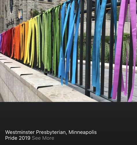 Fence Decorating Ideas For Party, School Fence Decorations, Pride Festival Decorations, Sanctuary Design, Morhers Day, Chain Fence, School Book Fair, Pride 2024, Rainbow Ribbons