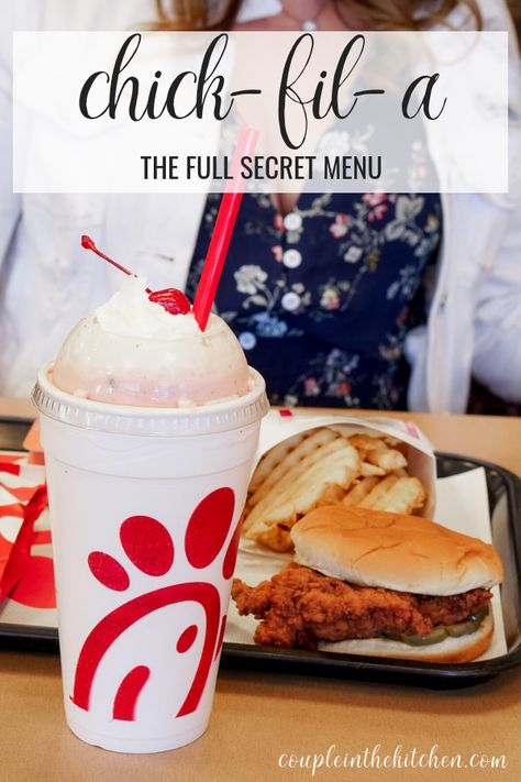 How many Chick-fil-A secret menu items do YOU know? Restaurant Secret Menus Fast Foods, Chick Fil A Secret Menu Fast Foods, Fast Food Secret Menu Items, Chick Fil A Order Ideas, Chick Fil A Hacks, Fast Food Hacks, Chick Fa La, Restaurant Hacks, Couple In The Kitchen