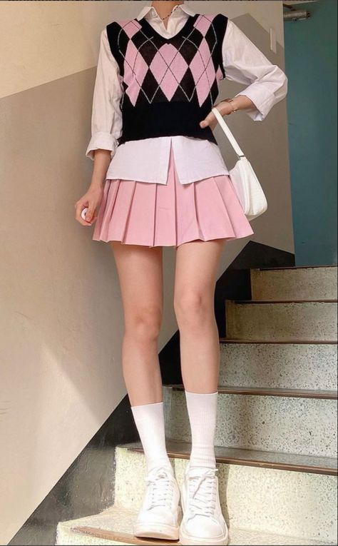 Kawaii Fits, Prep Outfits, Pink Skirt Outfits, Lakaran Fesyen, Cute Dress Outfits, Kawaii Fashion Outfits, Pink Skirt, Really Cute Outfits, Kawaii Clothes