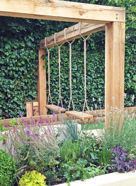 Swing set construction using 6x6 posts Pergola Modern, Gardens Backyard, Pergola Diy, Pergola Swing, Backyard Garden Layout, Masculine Decor, Pergola Garden, Landscaping Diy, Back Garden Design