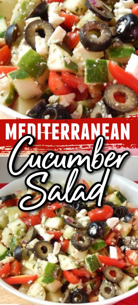 Cucumber Salad Mediterranean, Mediterranean Cucumber, Mediterranean Cucumber Salad, Tomatoes And Feta Cheese, Salad Mediterranean, Mediterranean Salad Recipe, Mediterranean Recipes Healthy, Murgh Makhani, Tomatoes And Feta