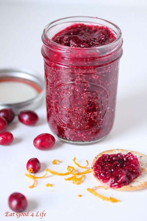 Cranberry orange chia seed jam- Gluten free and vegan Chia Seed Jam, Chia Recipe, Chia Seed Recipes, Breakfast And Brunch, Cranberry Orange, Jams & Jellies, Cranberry Sauce, Jam Recipes, Whole Foods