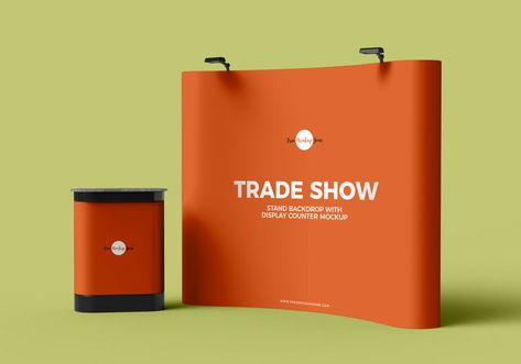 Free-Trade-Show-Banner-Stand-Backdrop-With-Display-Counter-Mockup-PSD-600 Trade Show Banner, Poster Price, Tradeshow Banner, Display Counter, Banner Stand, Media Poster, Free Trade, Free Mockup Templates, Backdrop Ideas