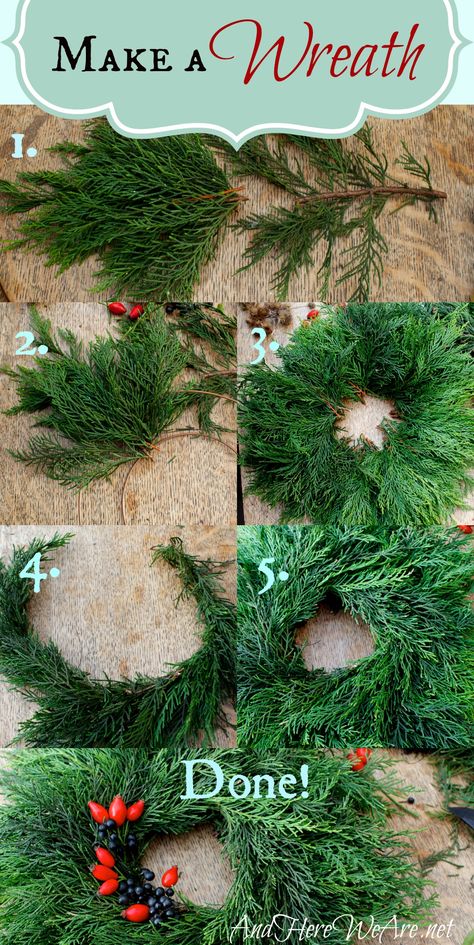 Christmas Pine Wreath, Diy Pine Wreath, Diy Christmas Decorations, Homemade Wreaths, Xmas Wreaths, Farmhouse Christmas Decor, Christmas Wreaths Diy, Wreath Crafts, Yule