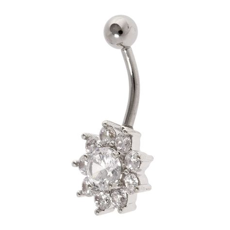 14G Crystal Flower Belly Ring Cute Belly Rings, Flower Stone, Bellybutton Piercings, Belly Button Piercing Jewelry, Belly Piercing Jewelry, Belly Bar, Belly Button Jewelry, Navel Jewelry, Dangle Belly Rings