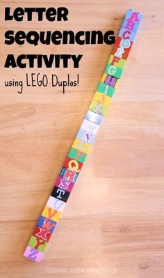 Use your stash of LEGO DUPLOS for this hands-on letter sequencing activity! Build the alphabet, Play "What is Missing?" and more! Busy Bag Ideas, Alphabet Books, Online Homeschool, Lego Activities, Abc Activities, Hama Beads Minecraft, Sequencing Activities, Kindergarten Centers, Preschool Literacy