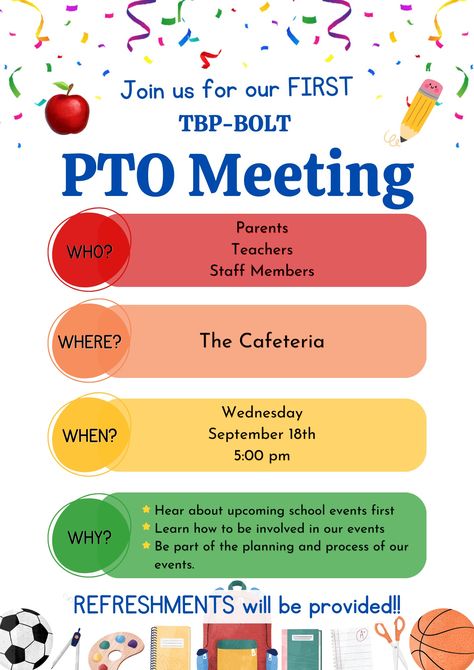 Pto Meeting, Fundraiser Ideas, School Events, Parents As Teachers, Parenting