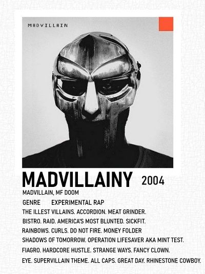 Mf Doom Minimalist Poster, Mf Doom Polaroid Poster, Mf Doom Album Cover Poster, Mf Doom Album Poster, Mf Doom Album Cover, Mf Doom Albums, Minimalist Album Covers, Hiphop Poster, Mf Doom Poster