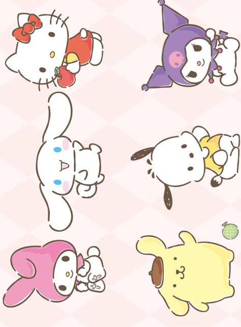 Cute Drawings Hello Kitty And Friends, Drawing Hello Kitty And Friends, Hello Kitty Friends Sanrio Characters, Sanrio Clipart, Hello Kitty And Friends Drawing, Hello Kitty Characters Friends, Sanrio Characters Drawing, Sanrio Chibi, Sanrio Characters Stickers