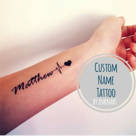 For my angel baby Matthew. Tatuaje Ekg, Heartbeat Tattoo With Name, Name Tattoos For Moms, Baby Name Tattoos, Heartbeat Tattoo, Serpent Tattoo, Herz Tattoo, Tattoos With Kids Names, Name Tattoo Designs