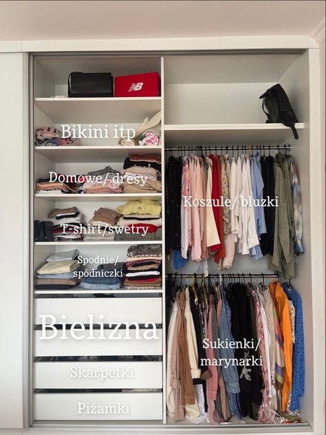 Teen Girl Closet Organization, Organized Closet Aesthetic, Closet Organization Ideas Aesthetic, Closet Dressers, Bedroom Headboards, Wardrobe Display, Organizer Bedroom, Closet Organisation, Room Organization Bedroom