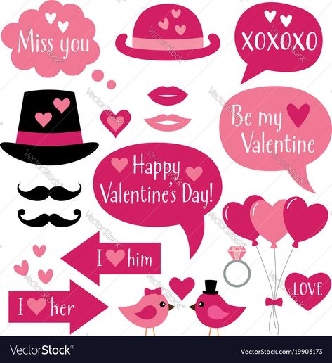 Photo Booth Props Free Printables, Valentines Photo Booth, Photo Booth Props Free, Valentines Day Vector, Printable Props, Valentine's Ideas, Speech Bubbles, Valentine Photo, Booth Props