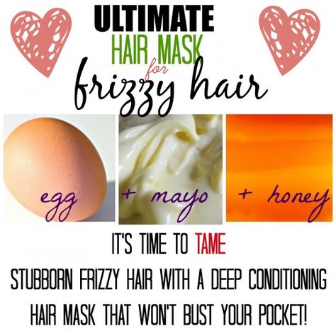 Natural Homemade Hair Mask for Frizzy Hair with Egg, Mayo Hair Mask For Frizzy Hair, Mask For Frizzy Hair, Egg Mayo, Honey Hair Mask, Deep Conditioning Hair Mask, Homemade Hair Mask, Conditioning Hair Mask, Diy Hair Masks, Homemade Hair