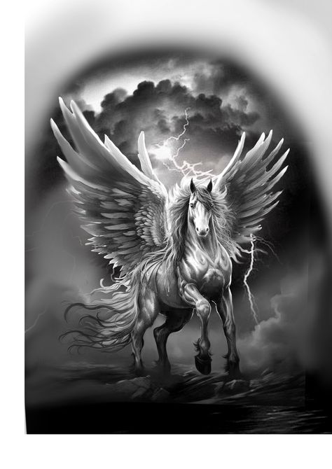 Horse Tattoo Stencil, Pegasus Drawing, Pegasus Tattoo, Horse Tattoo, Grim Reaper, Tattoo Stencils, Tatting, Horses, Tattoos