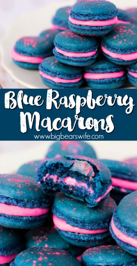 Blue Raspberry Macarons French Macaroon Recipes, Raspberry Macarons, Kue Macaroon, Macaroon Cookies, Macaron Flavors, Macaron Cookies, Macaroon Recipes, Dessert Dips, Macaron Recipe