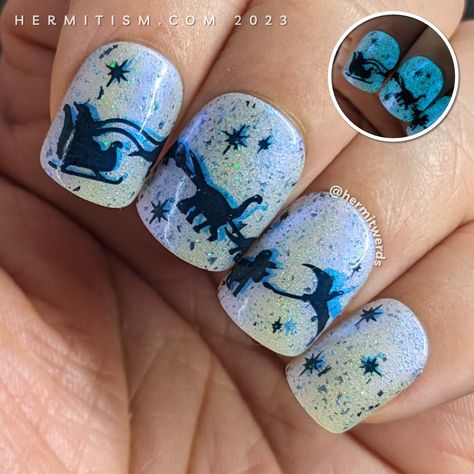 Dino-maus - Christmas Dinosaur Nail Art - Hermit Werds Dinosaur Christmas Nails, T Rex Christmas Tree, Dinosaur Nail Art, Dino Nails, Dinosaur Nails, Christmas Tree Nails, Christmas Dinosaur, Nail Art Photos, Santa's Sleigh