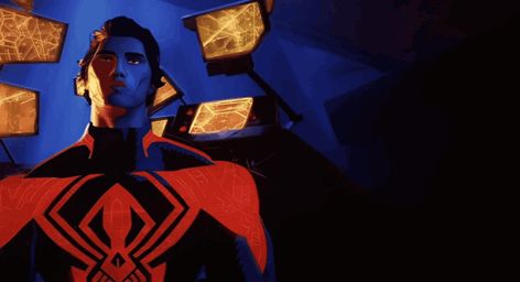 Spiderman 2099 Miguel O'Hara GIF – Spiderman 2099 Miguel o'hara ACROSS THE SPIDERVERSE – discover and share GIFs Miguel O Hara Across The Spiderverse, Miguel O Hara Gif, Blue Superhero, Spiderman 2099, Icons Random, Miguel O Hara, Ad Astra, Be Organized, Super Hero Costumes