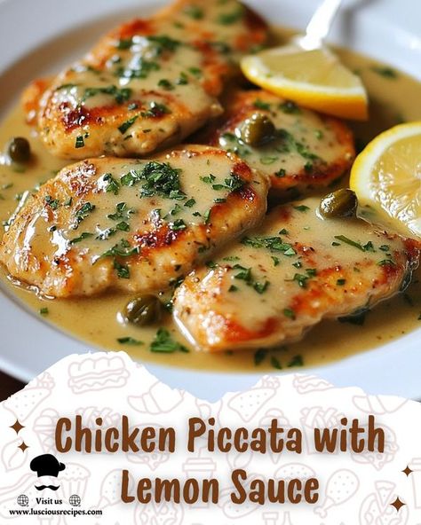 Luscious Recipes | Chicken Piccata with Lemon Sauce | Facebook Chicken Picatta With Lemon Sauce, Chicken Piccata With Lemon Sauce, Luscious Recipes, Piccata Recipe, Chicken Piccata Recipe, Chicken Piccata, Lemon Sauce, Delicious Chicken, Boneless Skinless Chicken