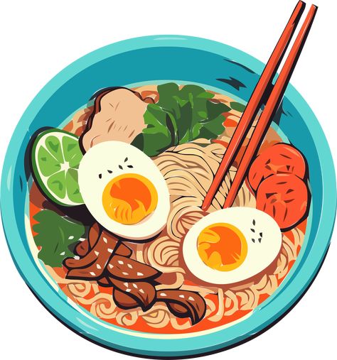 Noodles Drawing, Japanese Food Illustration, Ramen Noodle Soup, Minimalist Flat, Vector Game, Ramen Soup, Ramen Noodle, Illustration Food, Food Illustration