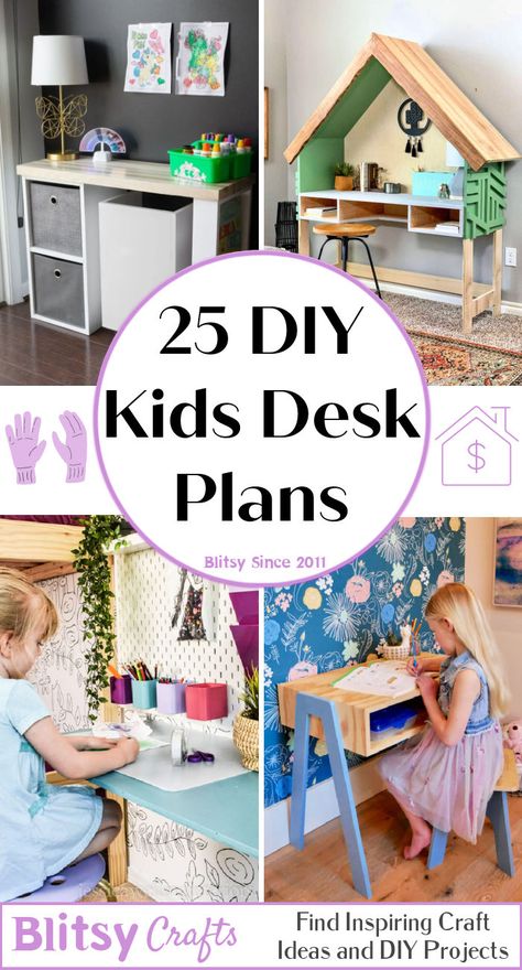 diy kids desk plans and ideas to build your own kids desk Diy Kids Desk With Storage, Kids Craft Desk, Kids Art Desk, Kids Desk Ideas, Kids Table With Storage, Homemade Desk, Diy Kids Desk, Toddler Desk, Kids Desk Storage