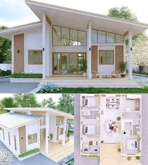 Modern Bungalow House Design Philippines, Bungalow House Design Philippines, House Design Philippines, Small House Blueprints, Small Modern House Plans, Small House Layout, Affordable House Plans, Modern Bungalow House, House Floor Design