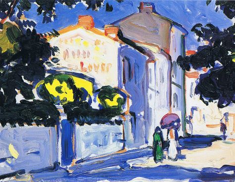 JOHN SAMUEL PEOPLE - "Sunlit Street, Royan" Samuel Peploe, Cheap Art Prints, Scottish Colourists, House Paintings, 26 October, French Village, Cheap Art, French Paintings, Art Centre