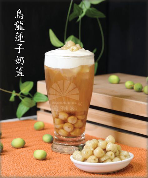 LOTUS SEEDS CREAM MILK OOLONG TEA Oat Milk Tea, Hong Pao, Pineapple Sauce, Lotus Seeds, Tapioca Pearls, Lemon Tea, Oolong Tea, Oat Milk, Black Tea