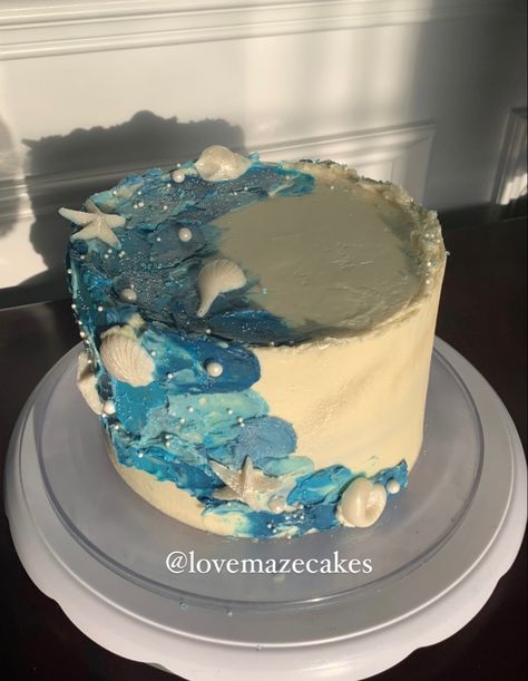 Ocean Themed Cake, Dream Birthday Cake, Hawaiian Birthday Cakes, Ocean Birthday Cakes, Summer Birthday Cake, Beach Birthday Cake, 14th Birthday Cakes, Sea Cake, Ocean Cakes