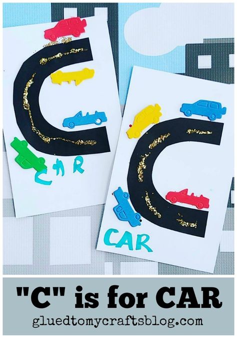 "C" is for Car - Find TONS of ABC inspired kid crafts on Glued To My Crafts! C Is For Car, Letter C Activities, Letter C Crafts, Kids Craft Ideas, Prek Crafts, Alphabet For Toddlers, Alphabet Crafts Preschool, Wooden Craft Sticks, Alphabet Letter Crafts