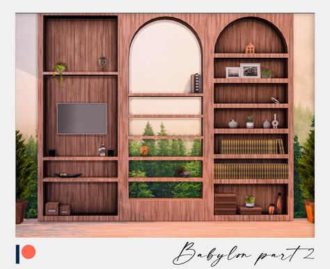 Sims 4 Built In Shelf, Sims 4 Game Packs, Mod Aesthetic, Witchy House, Holiday Living Room, Wooden Columns, Holiday Furniture, Cc Furniture, Cc Mods