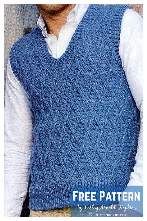 Trellis Tank Free Crochet Pattern Mens Vest Pattern, Crochet Vest Pattern Free, Knit Vest Pattern Free, Modern Haken, Crochet Sweater Vest, Vest Pattern Free, Aran Knitting Patterns, Crochet Men, Sweater Vest Mens