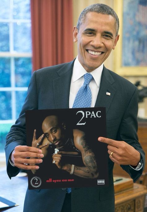 President Obama holding classic 2PAC album! Tupac