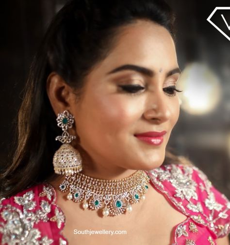 Diamond Buttalu Indian, Diamond Jumkas, Diamond Buttalu, Emerald Choker, Diamond Jhumkas, India Trip, Jhumka Designs, Real Diamond Necklace, Diamond Earrings Design