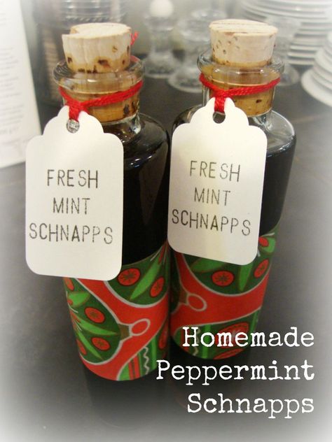 How to make your own homemade peppermint schnapps...great for the holidays! Thrifty Christmas, Peppermint Schnapps, Apple Schnapps, Simple Syrups, Homemade Alcohol, Baskets Ideas, Homemade Liquor, Liquor Recipes, Moonshine Recipes