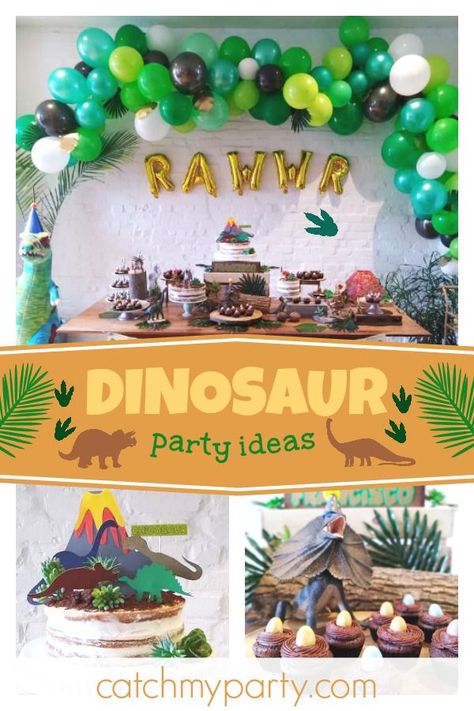 Check out this awesome dinosaur themed birthday party! The cupcakes are so cool! See more party ideas and share yours at CatchMyParty.com #catchmypart #partyideas #dinosaurparty #boybirthdayparty Dinosaur Party Ideas, Dinosaur Baby Shower Theme, Dinosaur Themed Birthday Party, Party Trends, Dinosaur Theme Party, Dinosaur Baby Shower, Baby Shower Decorations For Boys, Dino Birthday, Boy Baby Shower Themes