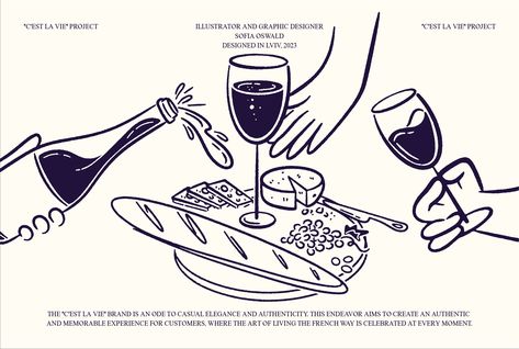 Wine Graphic Design Illustration, Bistro Illustration, Restaurant Branding Identity, Restaurant Identity, Pizza Branding, Wine Logo, Decoration Restaurant, Cafe Branding, Desain Editorial