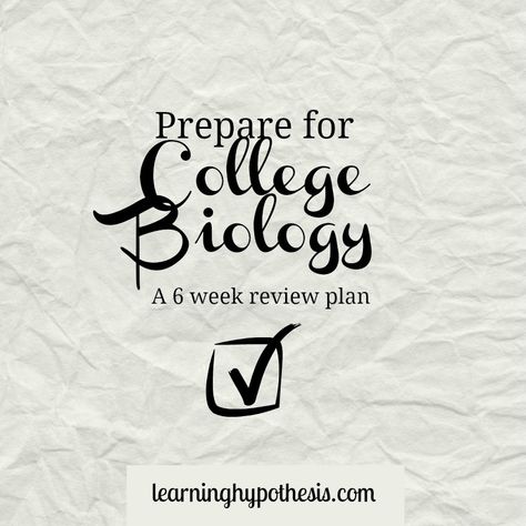 Update:  The course has been renamed Biology REFRESH, but has all the same great content. This is the first of my plans to prepare for college biology and other courses.  This plan provides a schedule and weekly posts on those topics.  It is designed to help a student prepare for college biology courses and to help them … Biology Topics, College Biology, Biology College, Prepare For College, Biology Major, Types Of Education, Importance Of Time Management, College Courses, Unit Studies