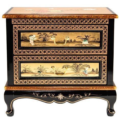 Gold Lacquer Two-Drawer Chest - Royal Ladies White Noise Machine, Accent Chests And Cabinets, Accent Chest, Accent Doors, Summer Gifts, Accent Cabinet, White Noise, Scalloped Edges, Modern Colors