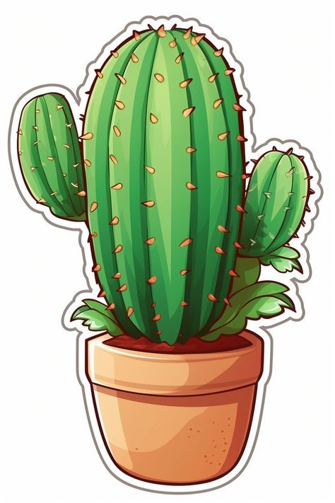 Cactus Cartoon, Cartoon Cactus, Cactus Paintings, Vector Portrait Illustration, Valentine Coloring Pages, Cactus Stickers, African Art Paintings, Tumblr Stickers, Flamingo Art