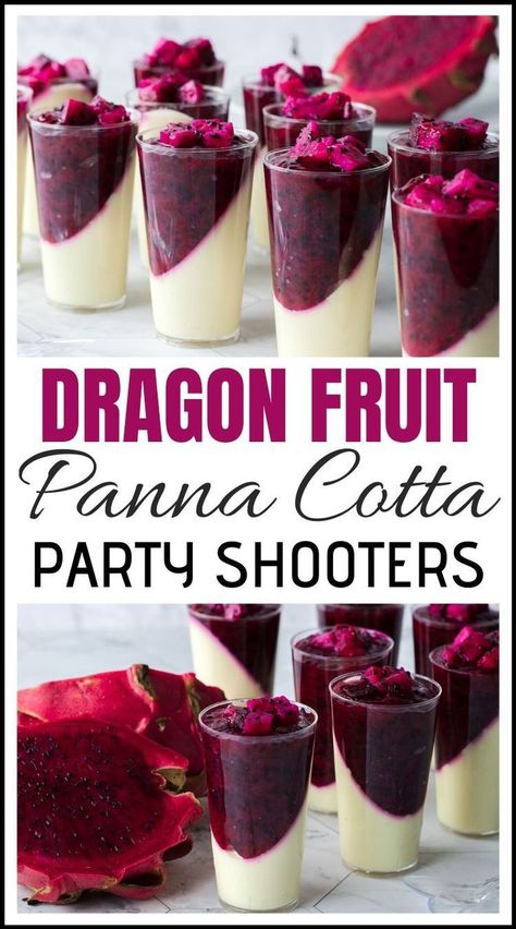 Dragon Fruit Recipe, Dragon Fruit Dessert, Dragonfruit Recipes, Dragon Fruits, Breakfast Picnic, Shooter Recipes, Easy Party Desserts, Sprinkle Medley, Dessert Shooters